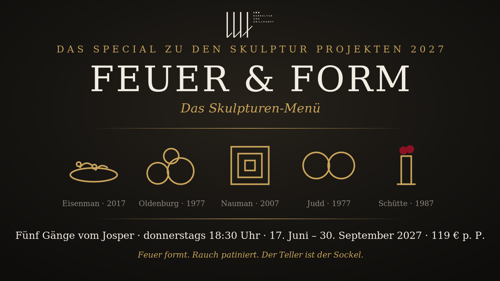 Feuer & Form – Das Skulpturen-Menü im LUX: fünf Gänge nach fünf ikonischen Skulpturen